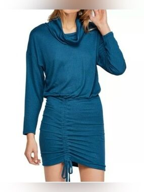Free People  Sundown Cowl Neck Dress NWT Size L Green/Teal